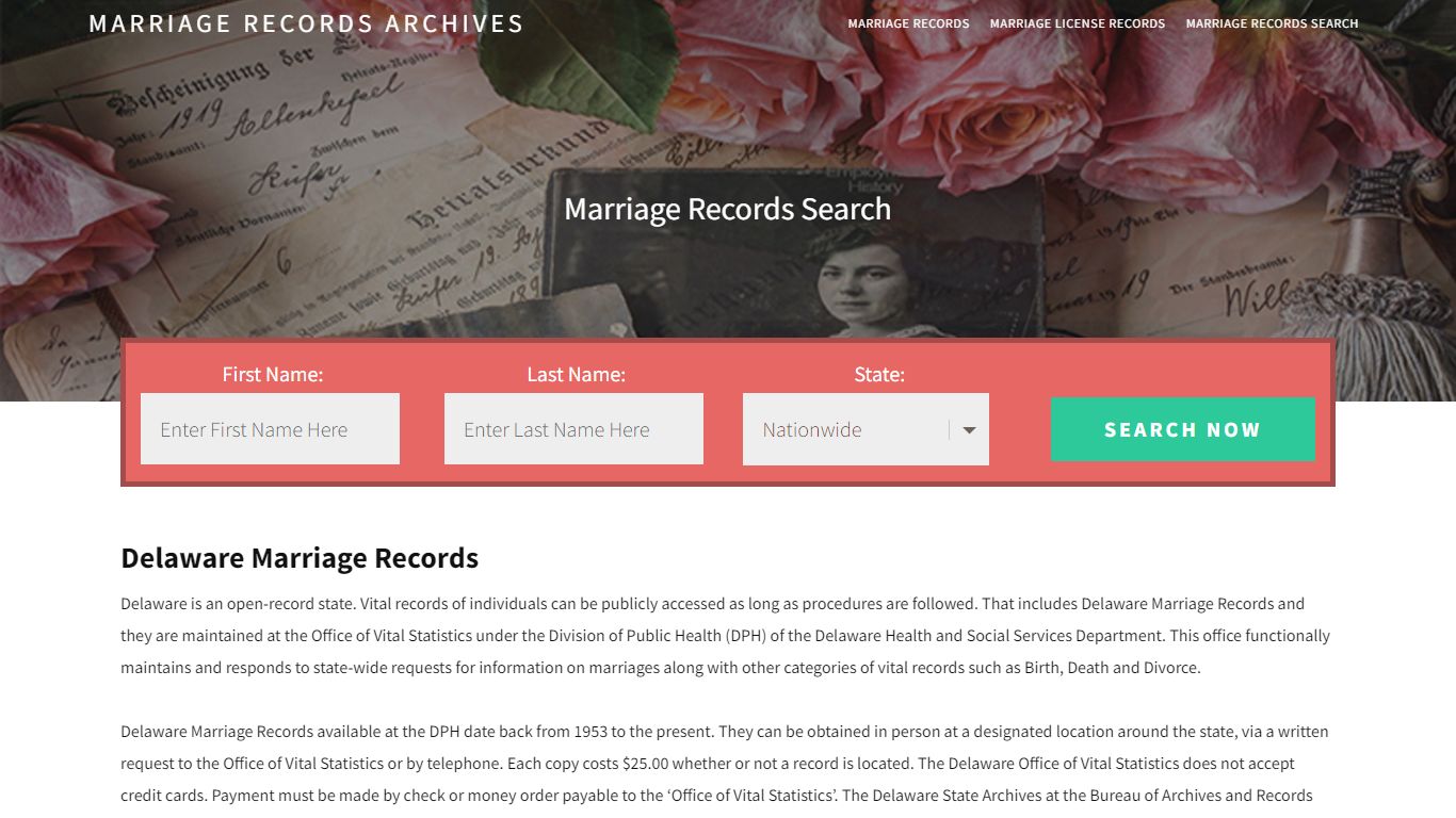 Delaware Marriage Records | Enter Name and Search | 14 Days Free