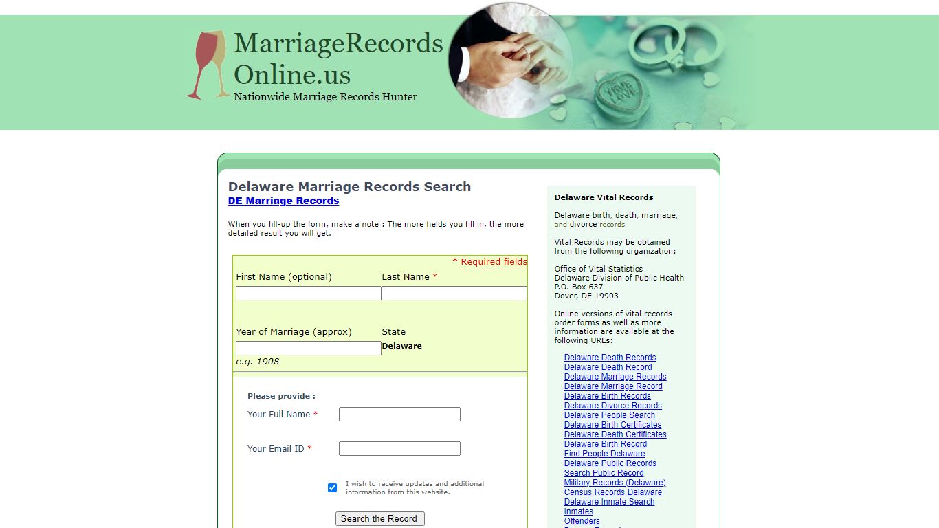 Delaware Marriage Records Search